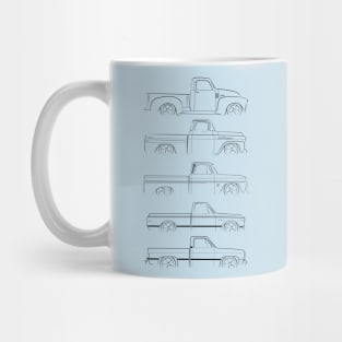 Evolution of the Chevy Pickup - profile stencil, black Mug